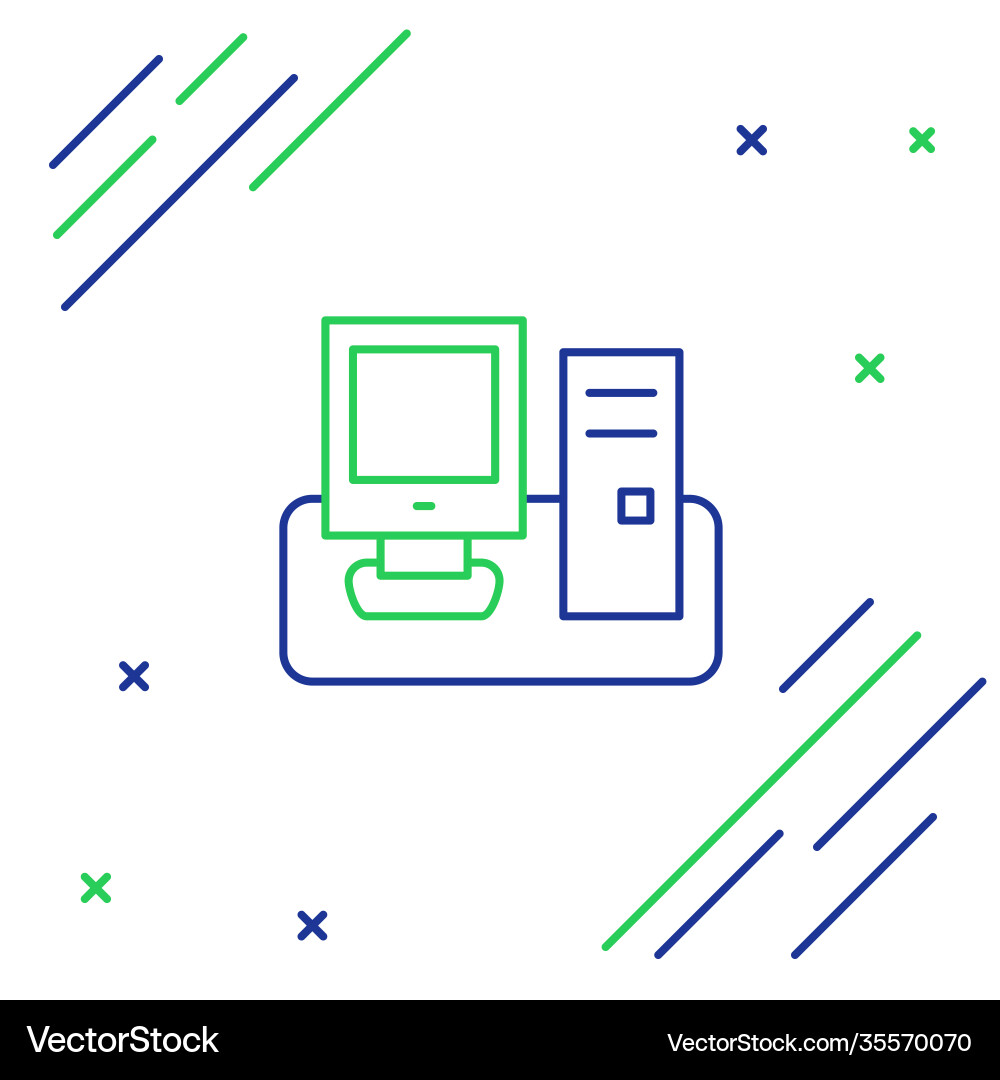 Line computer monitor with keyboard and mouse icon Line computer monitor with keyboard and mouse icon Vector Image
