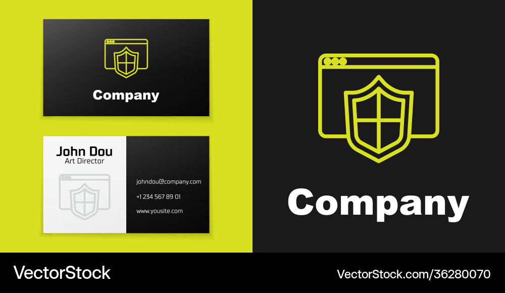 Logotype line browser with shield icon isolated Logotype line browser with shield icon isolated Vector Image