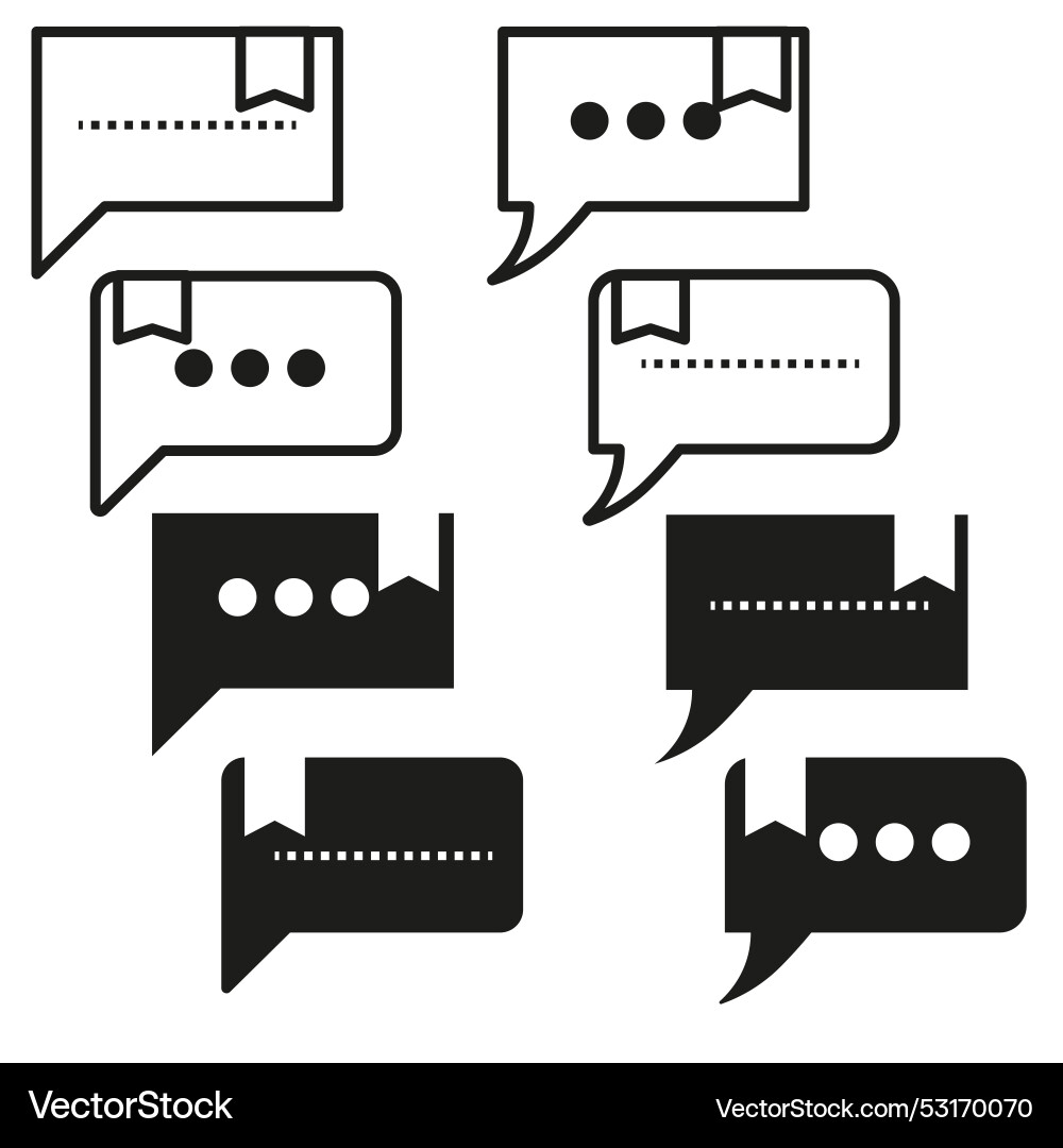 Message icon set black and white speech bubble Vector Image