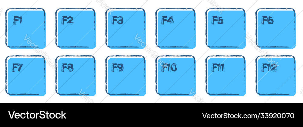 Set auxiliary keyboard keys from f1 to f12 Set auxiliary keyboard keys from f1 to f12 vector image
