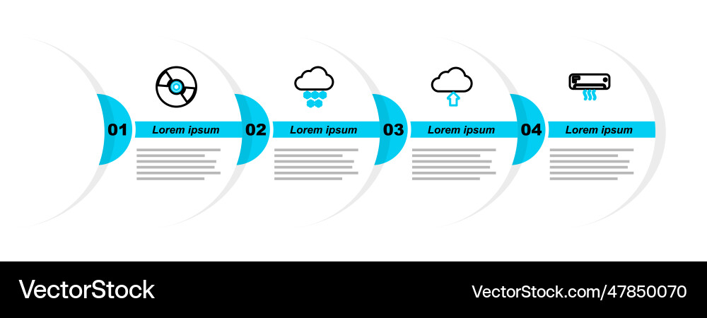 Set line air conditioner cloud upload with snow Set line air conditioner cloud upload with snow vector image