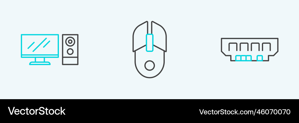 Set line ram random access memory computer Vector Image