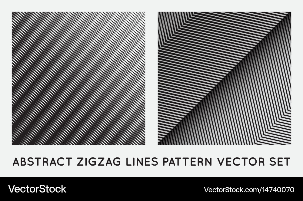 Set oblique edgy zigzag lines pattern Vector Image