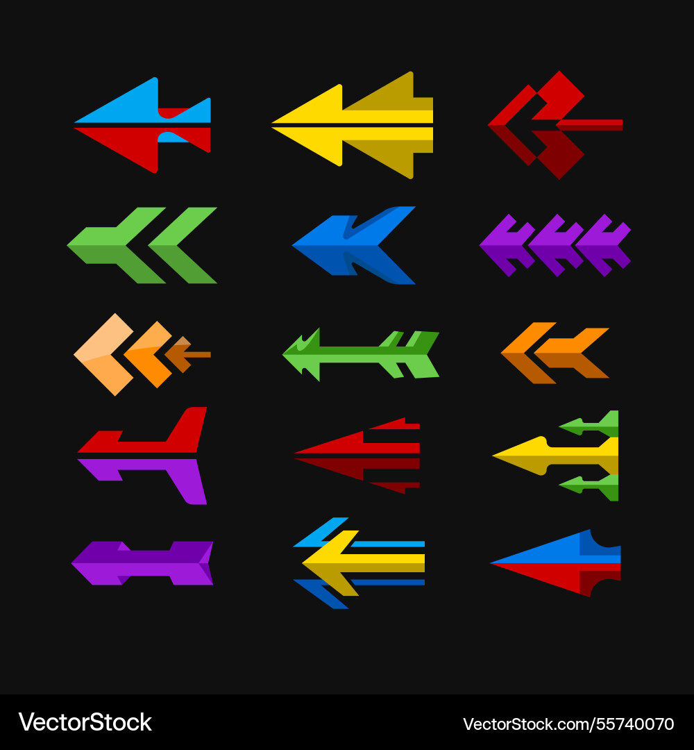 Set of colorful arrows to mark in flat style Vector Image