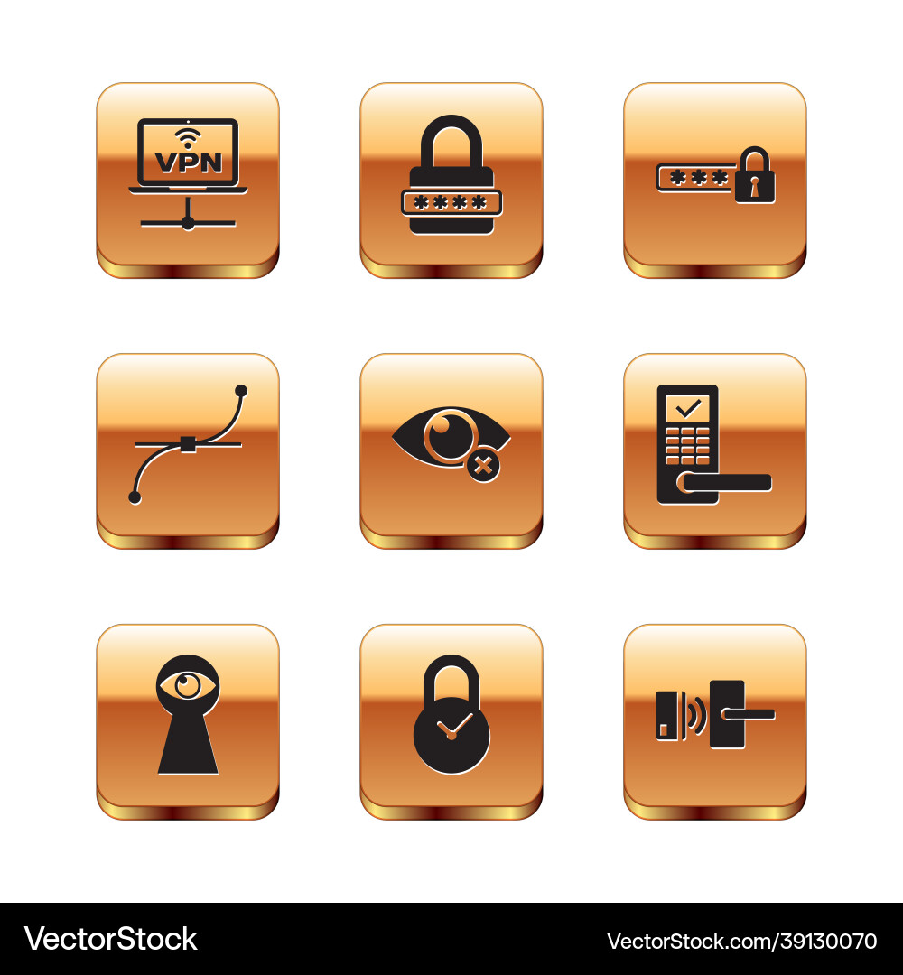 Set vpn computer network keyhole with eye vector image