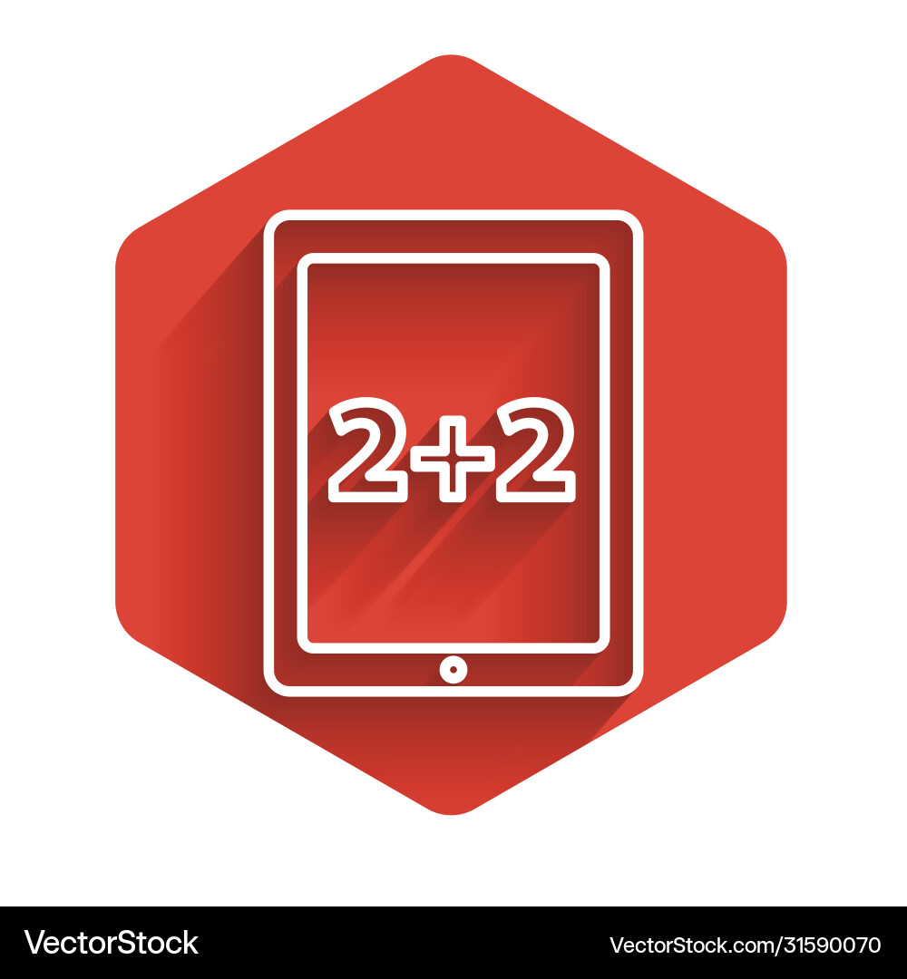 White line calculation icon isolated with long White line calculation icon isolated with long vector image