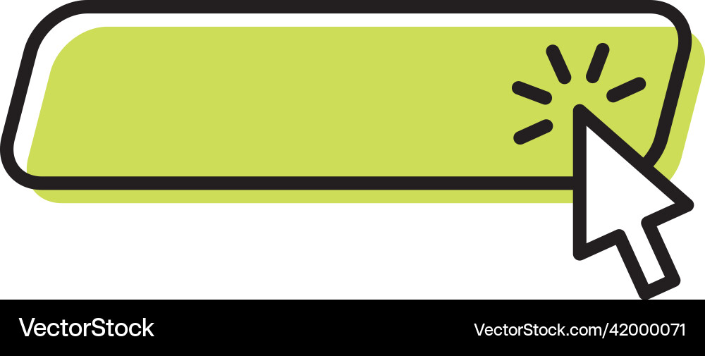 Action button click here element with pointing Vector Image