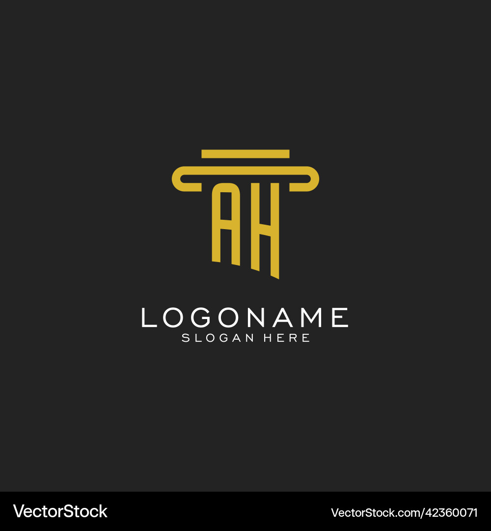 Ah initial logo with simple pillar style design Vector Image