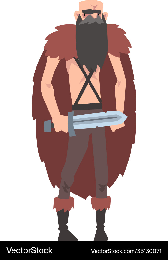 Angry viking male warrior character in animal vector image