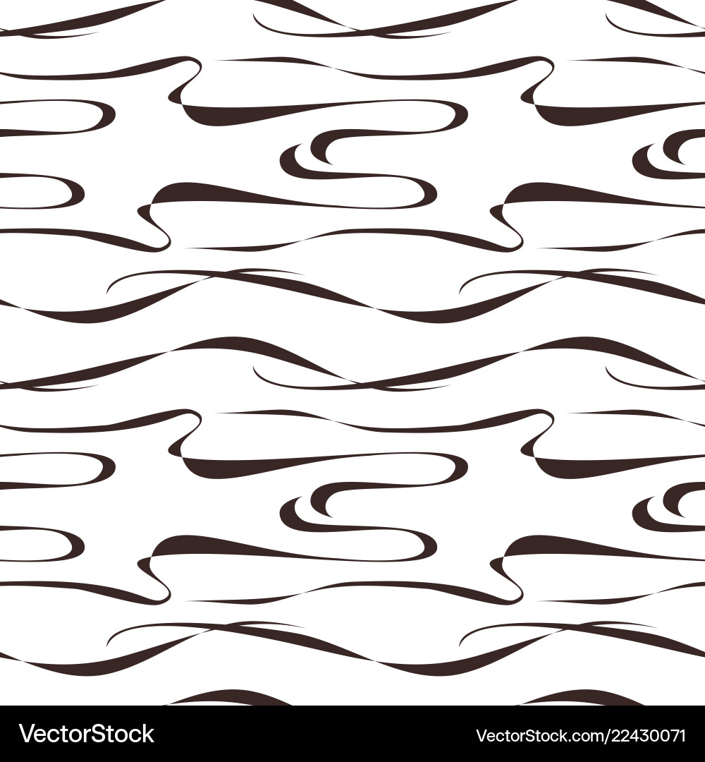 Black and white pattern with waves curls Vector Image