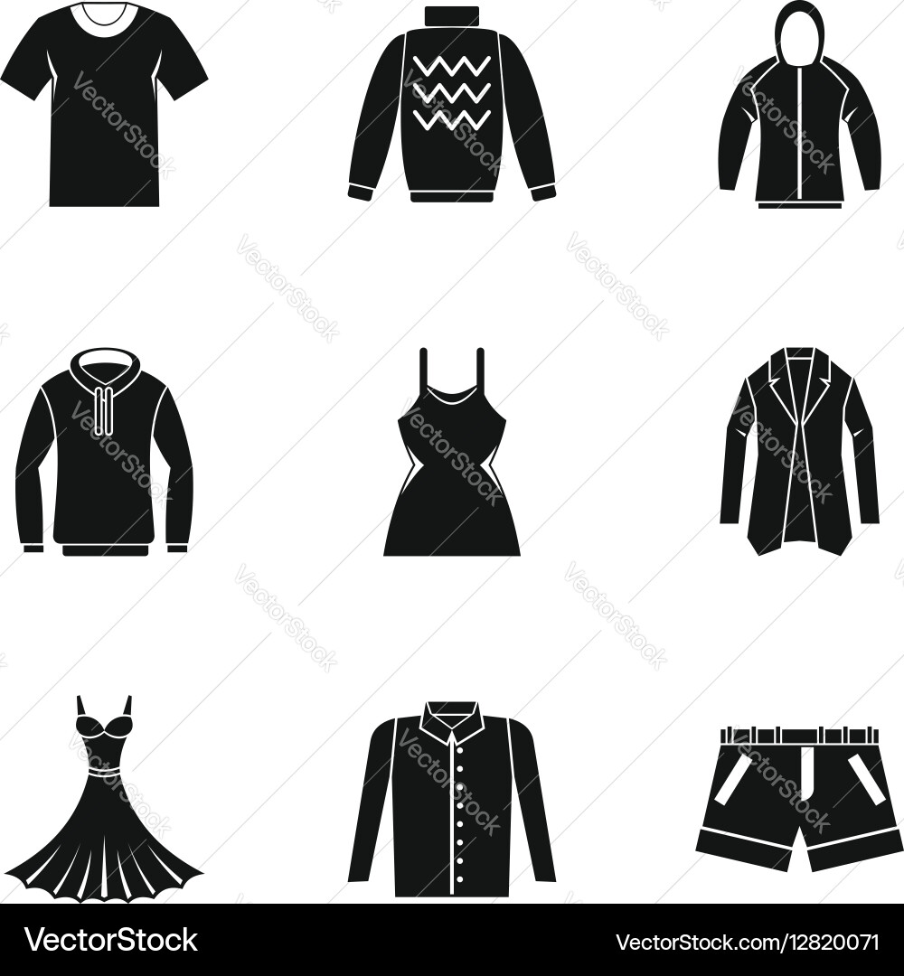 Clothing icons set simple style Royalty Free Vector Image