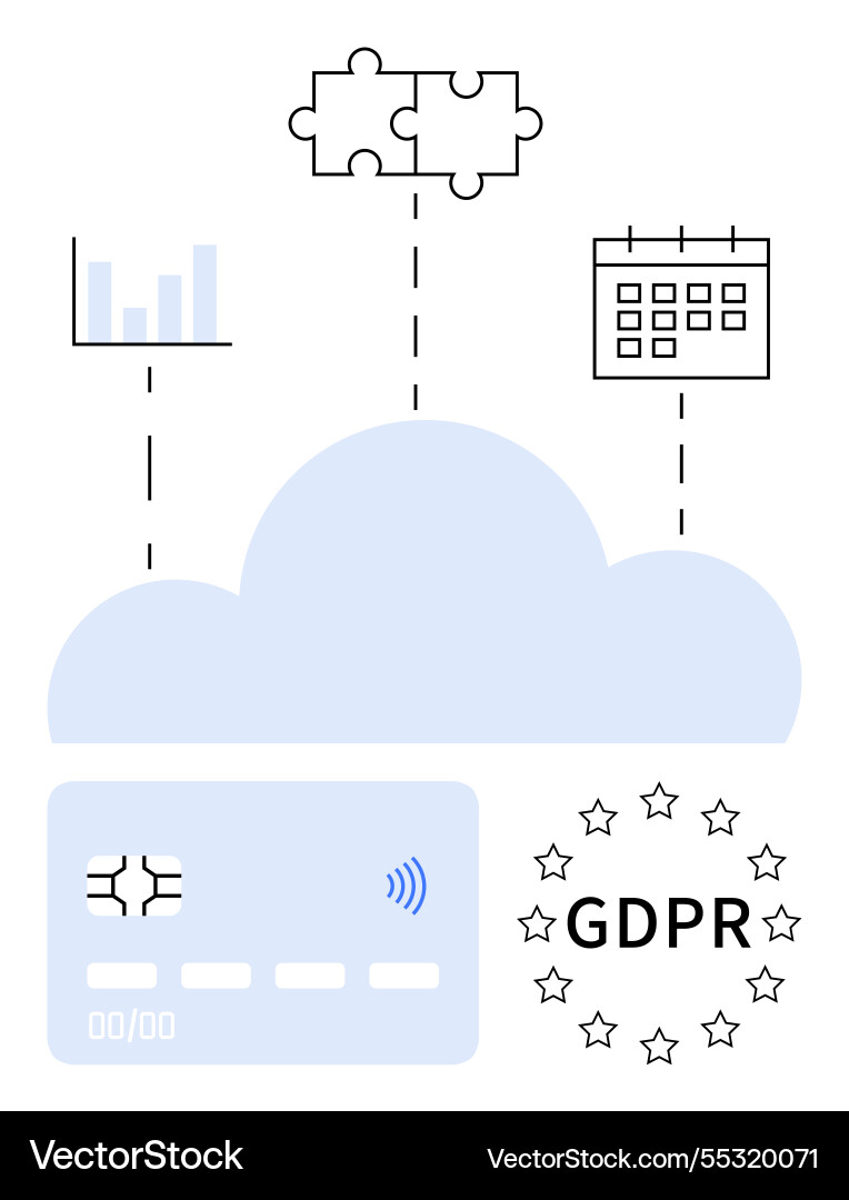 Cloud storage connecting data privacy analytics Cloud storage connecting data privacy analytics vector image