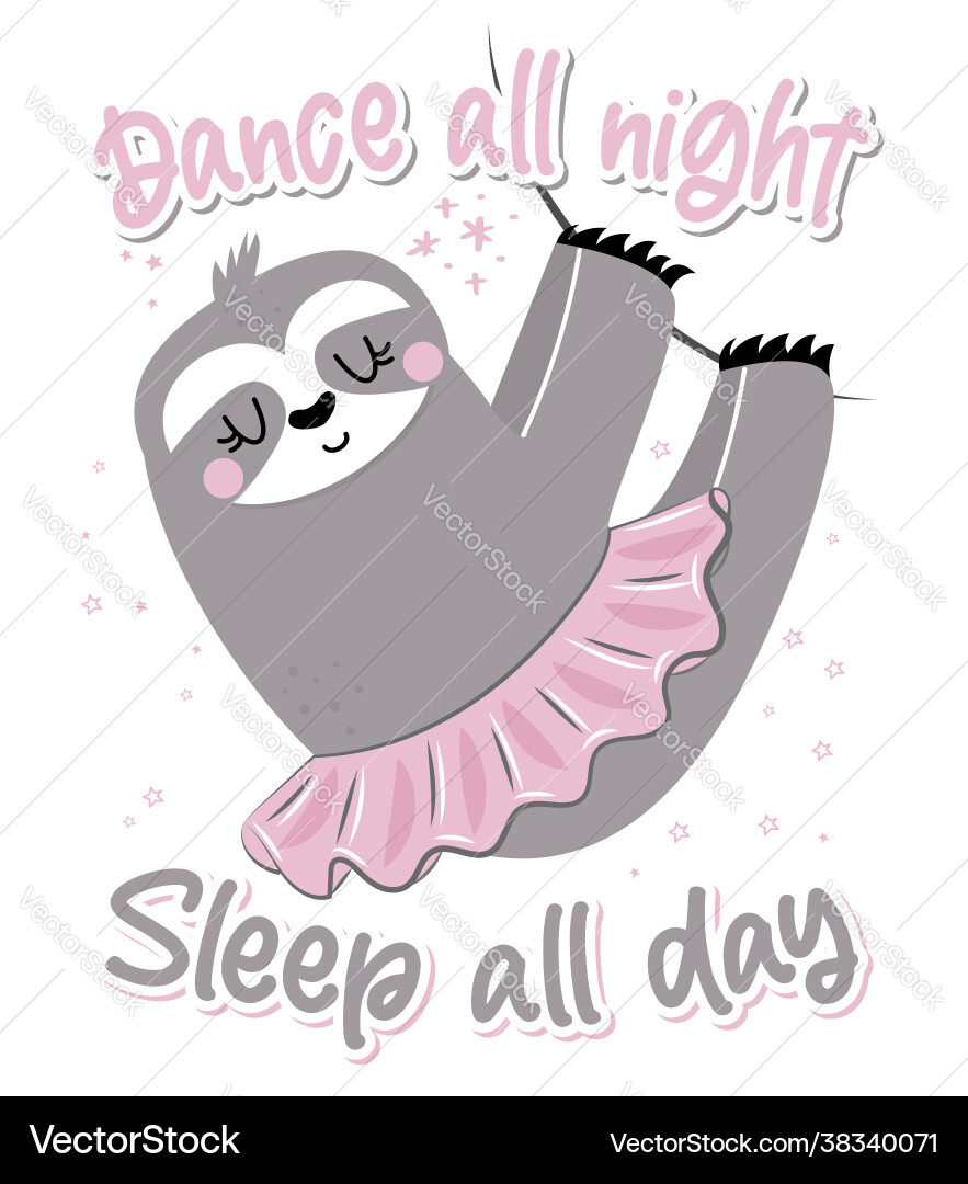 Cute Sloth Dance Party Vector Image