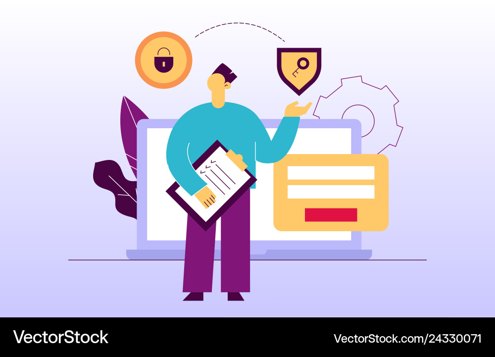 Data encryption web page online banner Vector Image