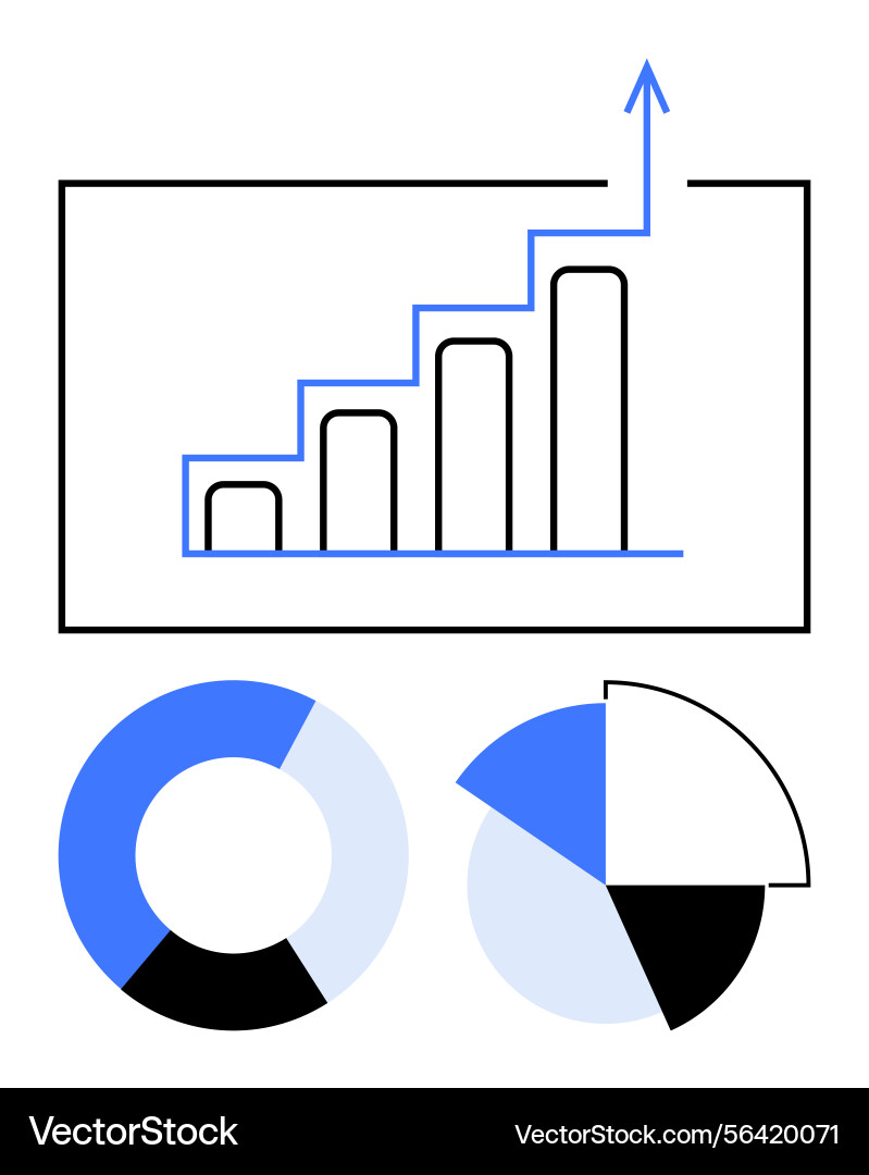 Data visualization with growth chart bar graph Vector Image