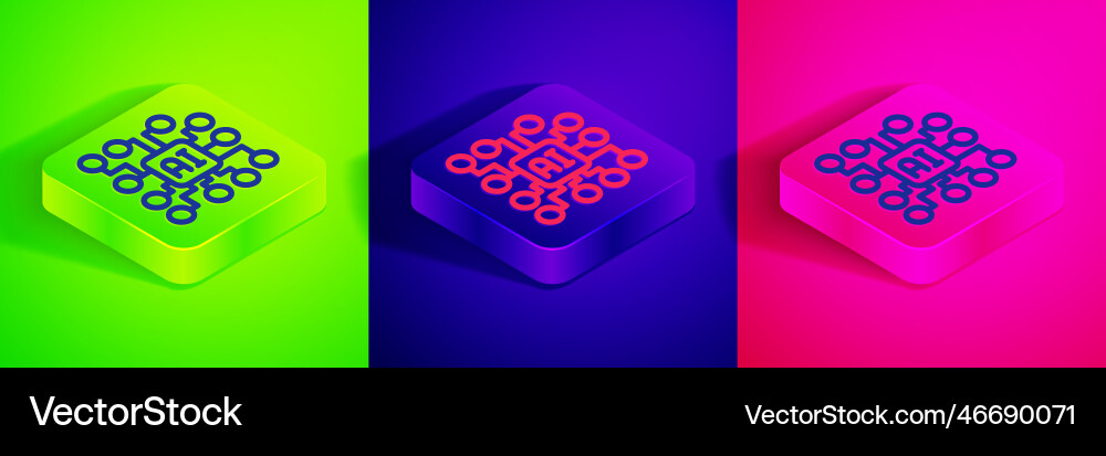 Isometric line neural network icon isolated Isometric line neural network icon isolated vector image