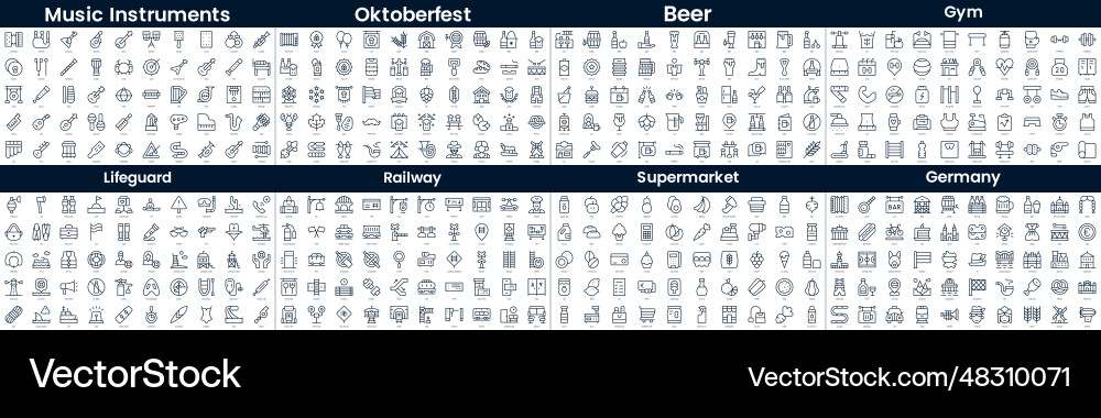 Linear style icons pack in this bundle include vector image