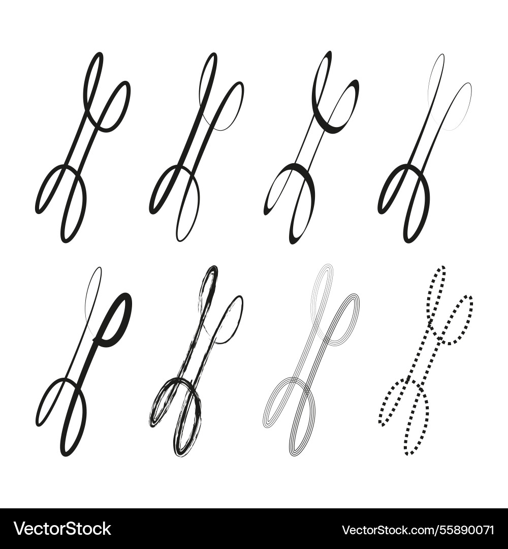 Scissors variations set abstract cutting symbols Scissors variations set abstract cutting symbols vector image
