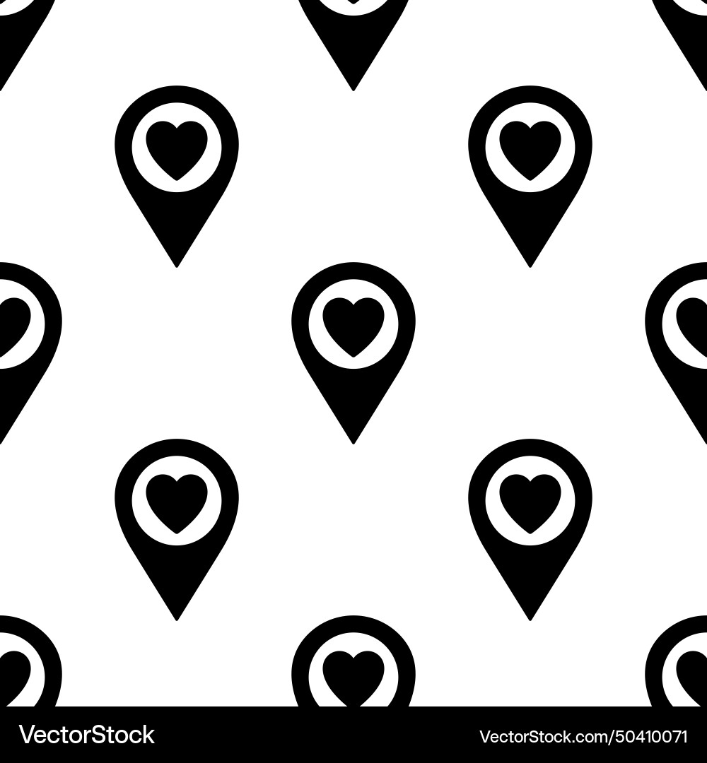 Seamless pattern location pin with heart shape Seamless pattern location pin with heart shape vector image