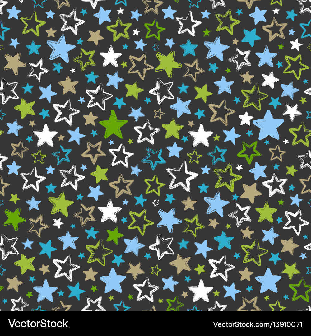 Seamless pattern with multicolored stars on dark Vector Image