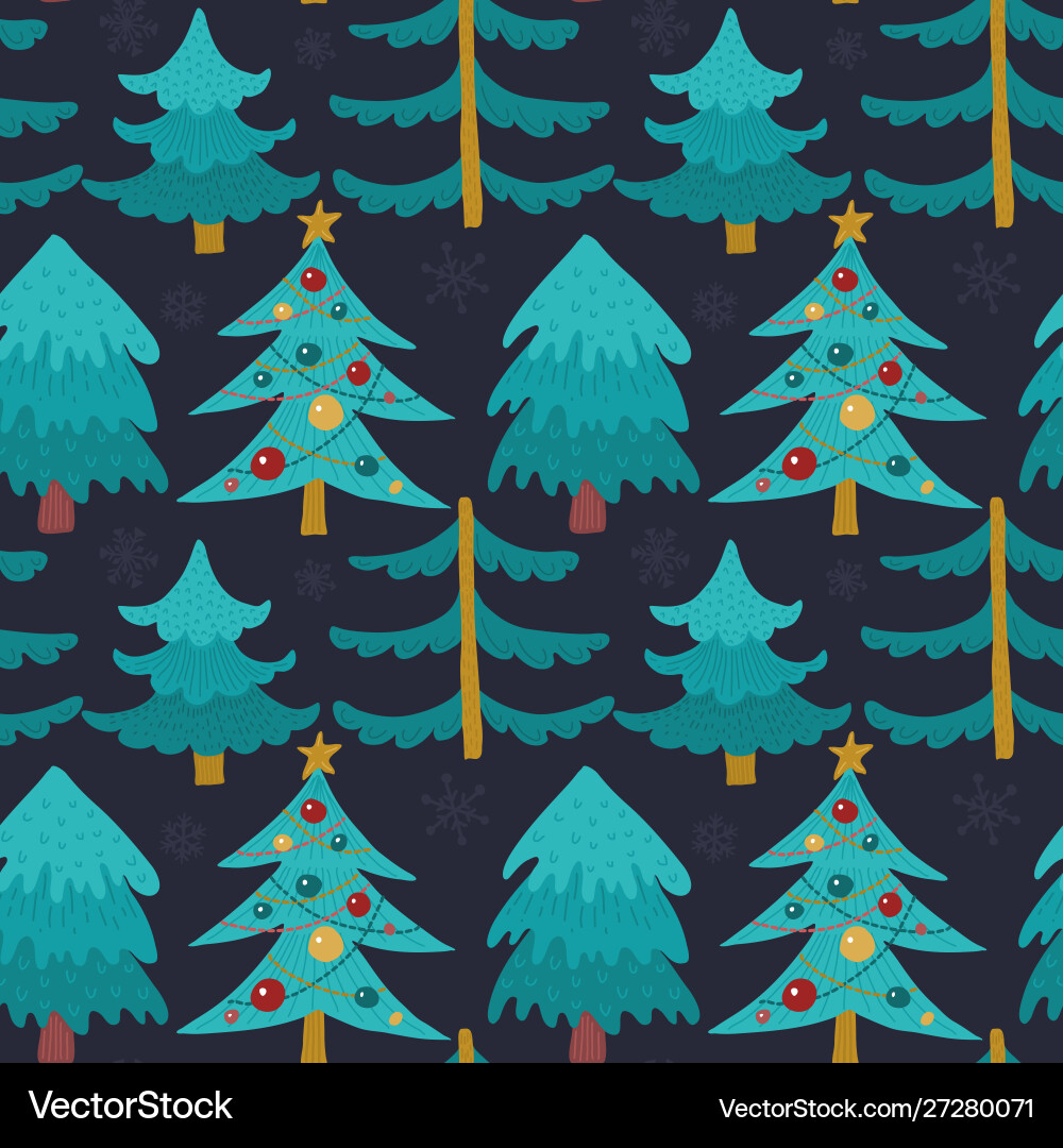 Seamless pattern with winter forest Vector Image