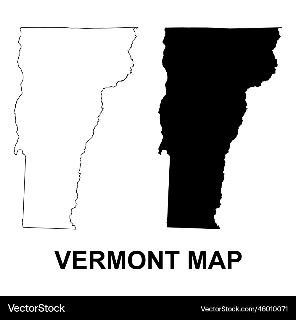 Set of vermont map shape united states america vector image