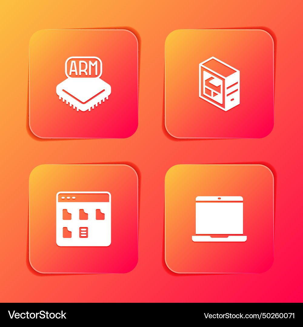 Set processor computer browser files and laptop Set processor computer browser files and laptop vector image