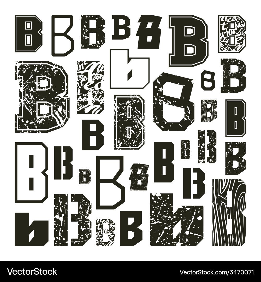 Set versions of letters b vector image