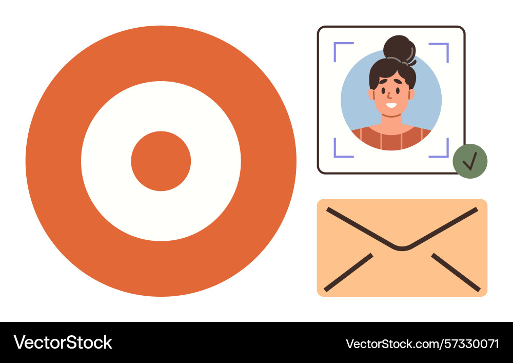 Target icon user profile verification and email Target icon user profile verification and email vector image