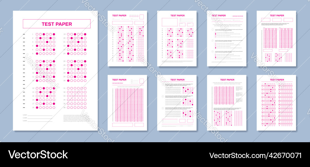 Test paper answers set Vector Image