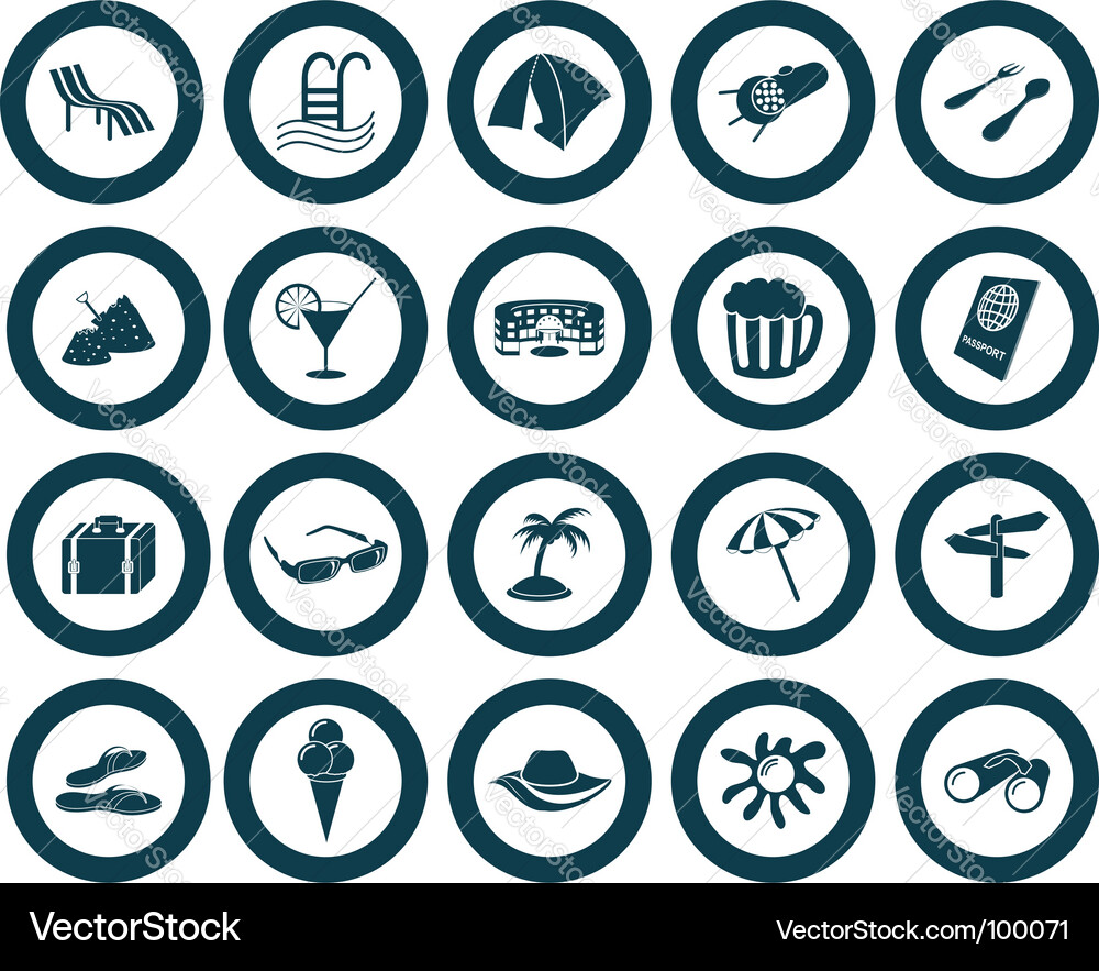 Travel Icons Set - Vacation & Tourism Vector Image