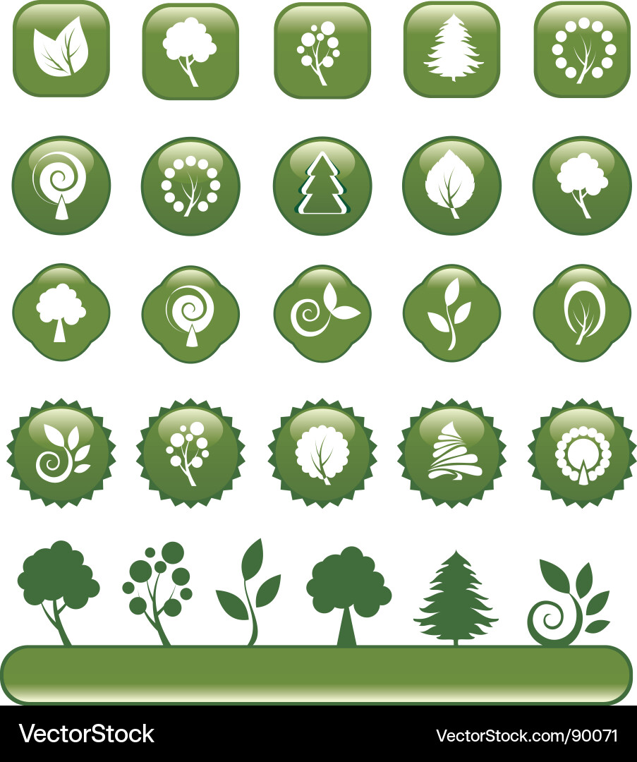 Tree Icon Set vector image