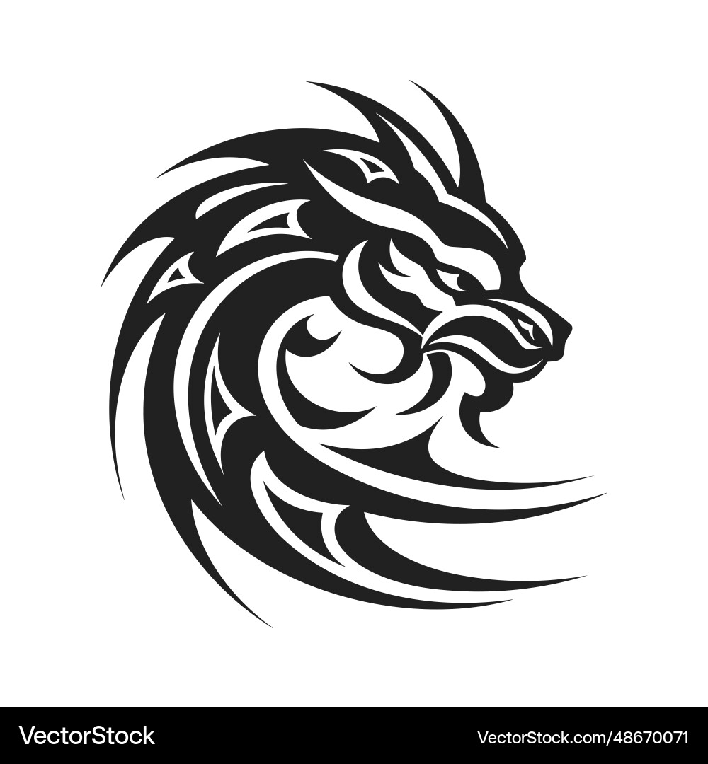 Tribal tattoo of the dragon head silhouette Tribal tattoo of the dragon head silhouette vector image