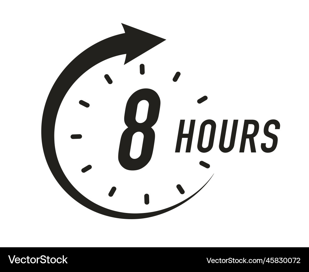 8 hours timer symbol black color style Vector Image