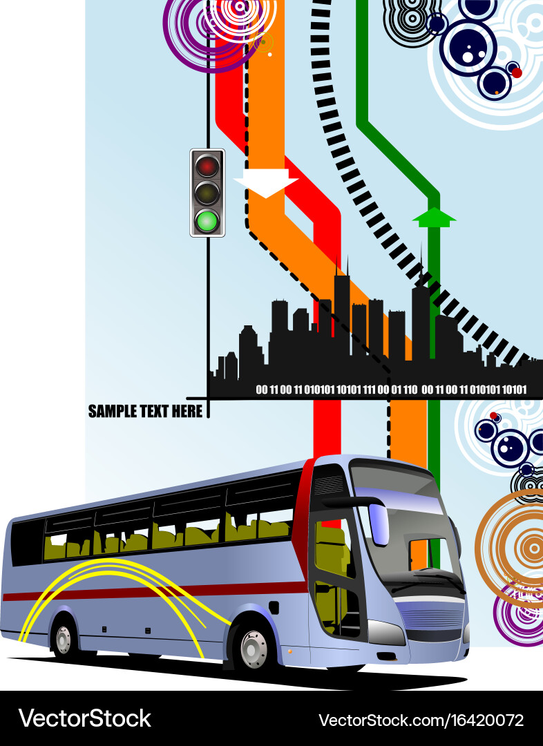 Abstract hi-tech background with city bus image vector image