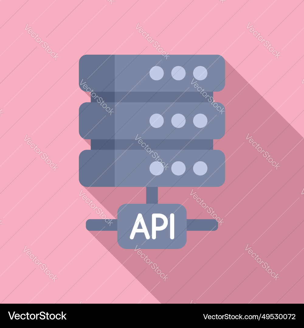 Api server data icon flat gear hosting Api server data icon flat gear hosting Vector Image
