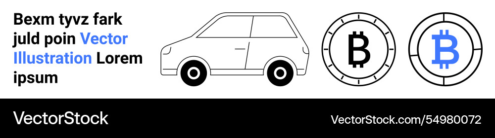 Car bitcoin coins and text elements in simple Car bitcoin coins and text elements in simple Vector Image
