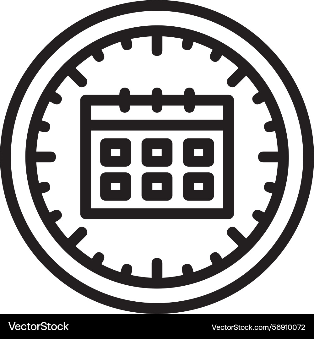 Clock and calendar linear style icon design vector image