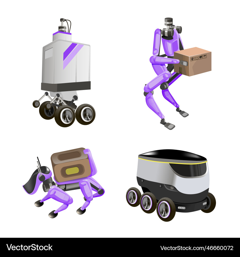 Collection with modern robots delivery methods Collection with modern robots delivery methods vector image