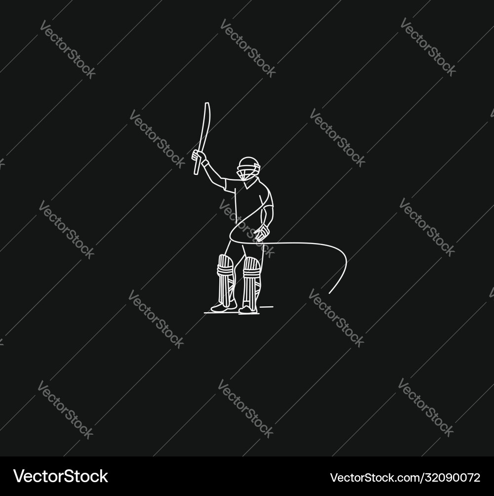 Cricket Batsman Raising Bat Vector Image