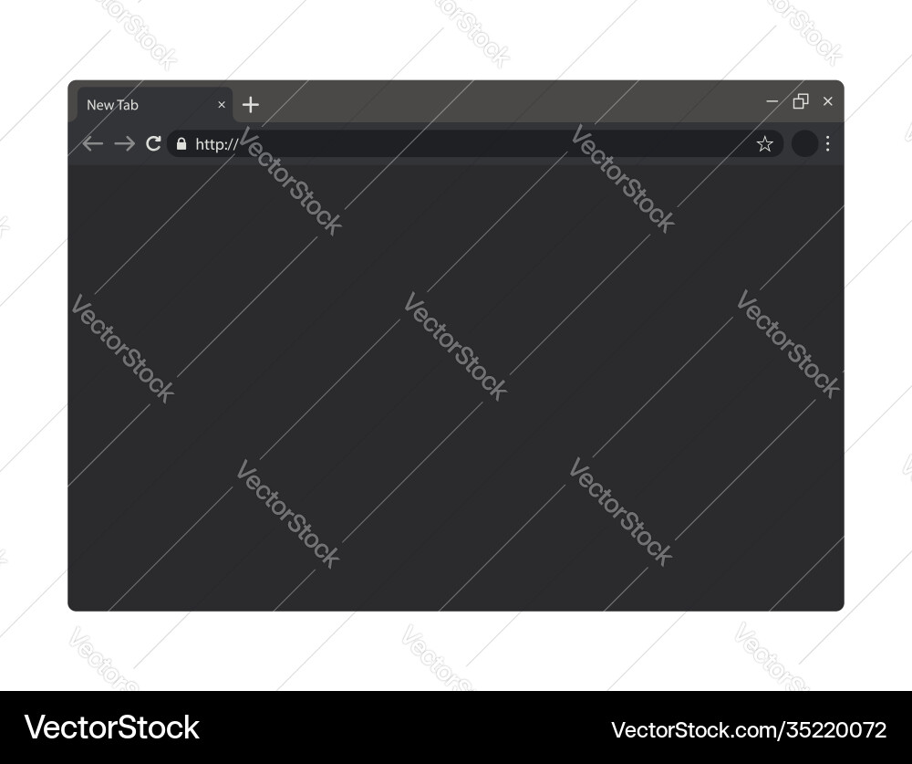 Dark grey empty browser page with toolbar Dark grey empty browser page with toolbar vector image