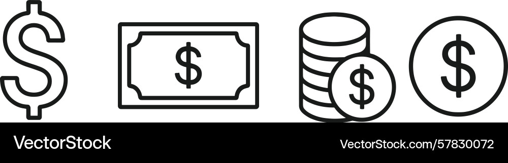 Different forms of currency featuring vector image