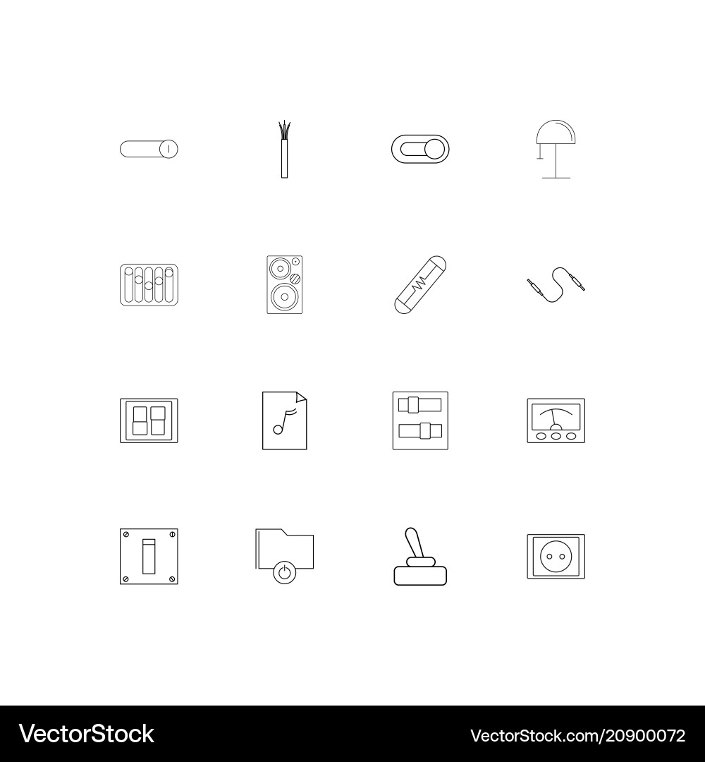 Electrical linear thin icons set outlined simple vector image