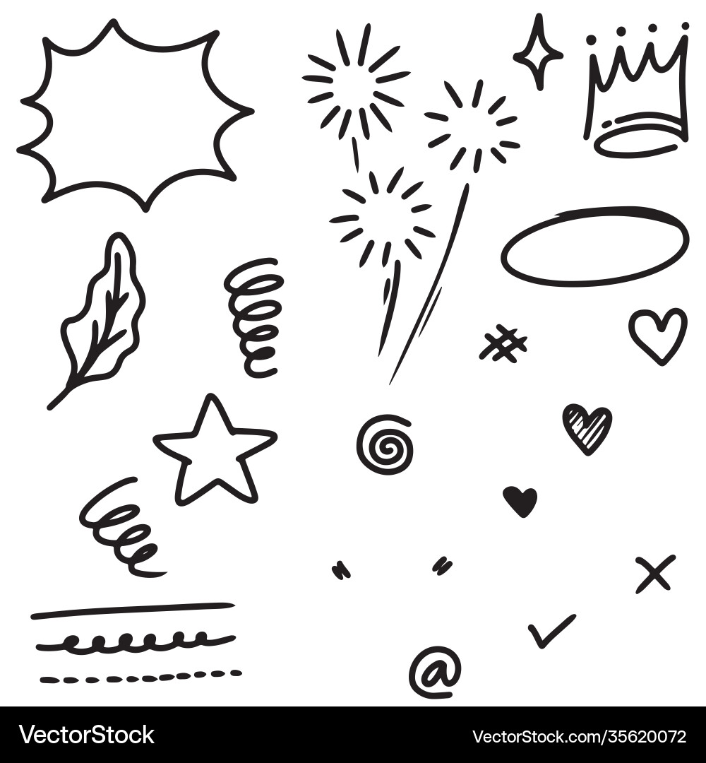 Hand drawn set abstract doodle elements use vector image