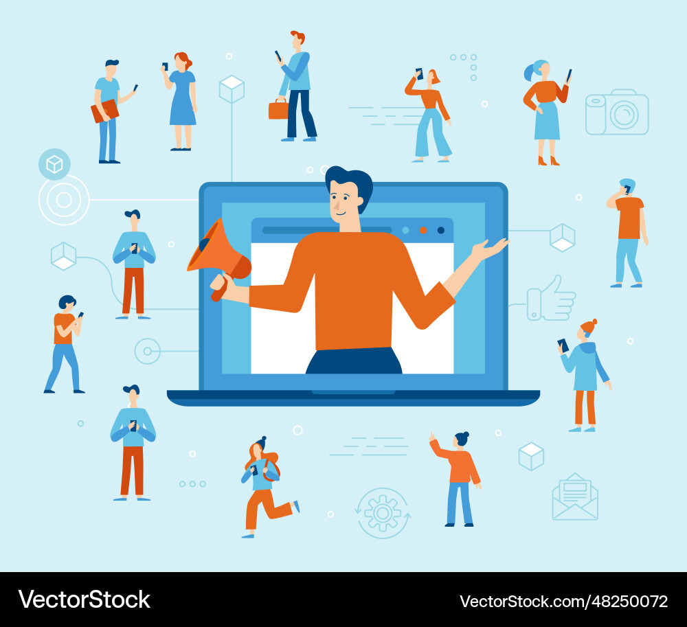 In flat simple style with characters - influencer vector image
