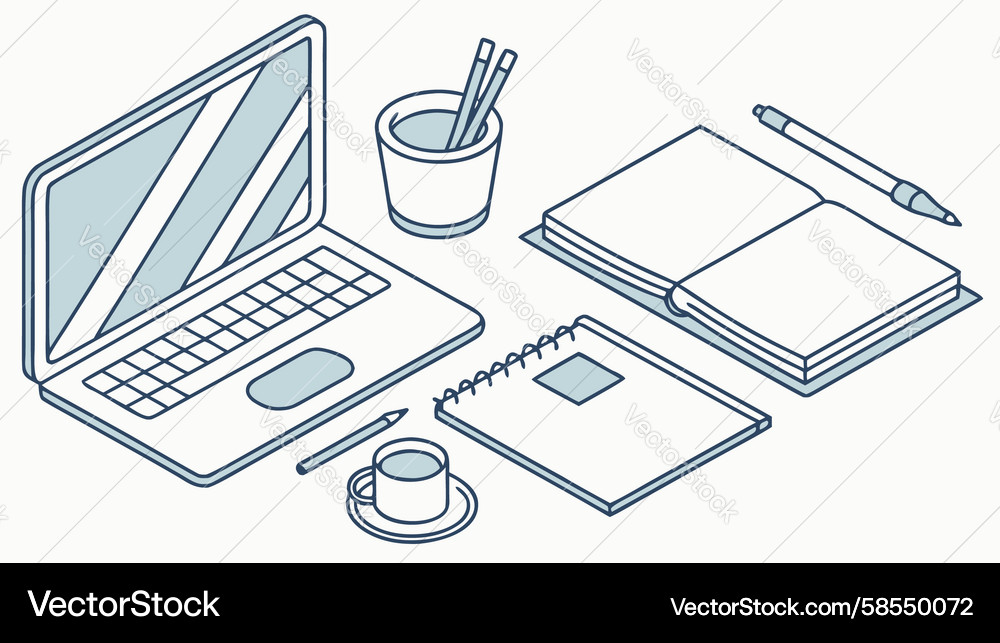Minimalist Workspace Setup Vector Image