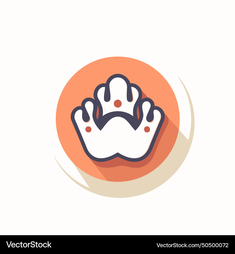 Paw flat icon with long shadow round colorful Vector Image