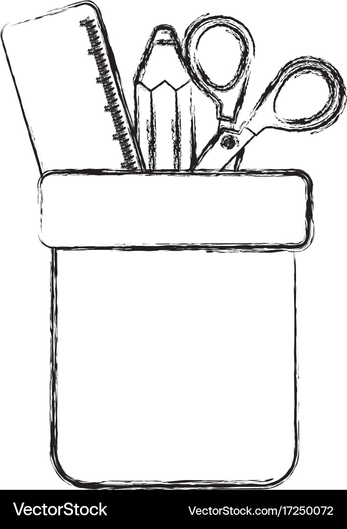 Pencil holders with rule and scissors vector image