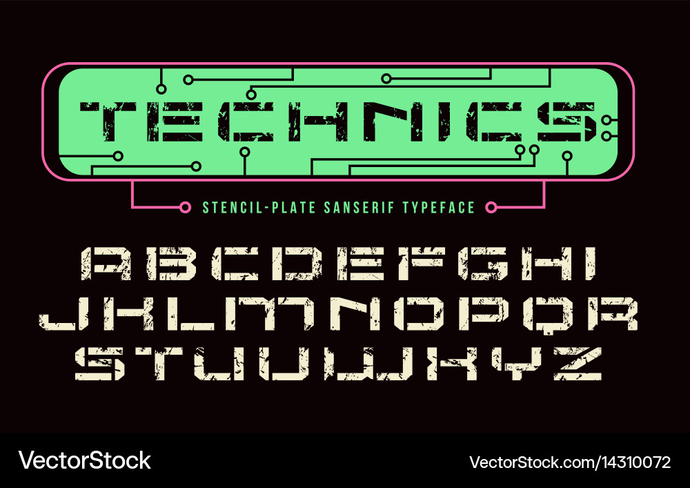 Retro Computer Font - Stencil Plate vector image