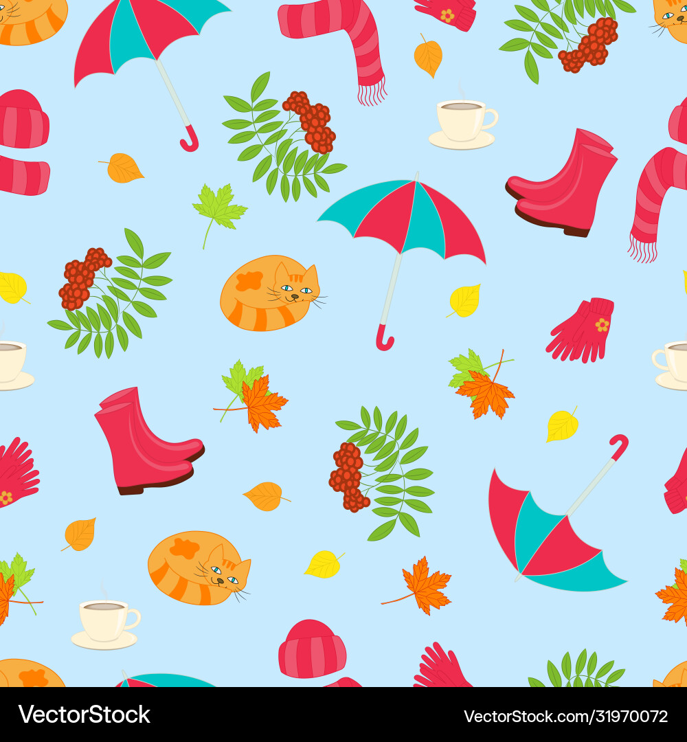 Seamless pattern with autumn set Seamless pattern with autumn set vector image